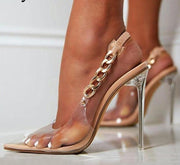 Crystal Heels with gold chain Black/Gold/Pink - MALVI PARISMALVI PARIS