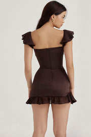 DIONNE ESPRESSO RUFFLE CORSET MINI DRESS - Brown - MALVI PARISMALVI PARIS