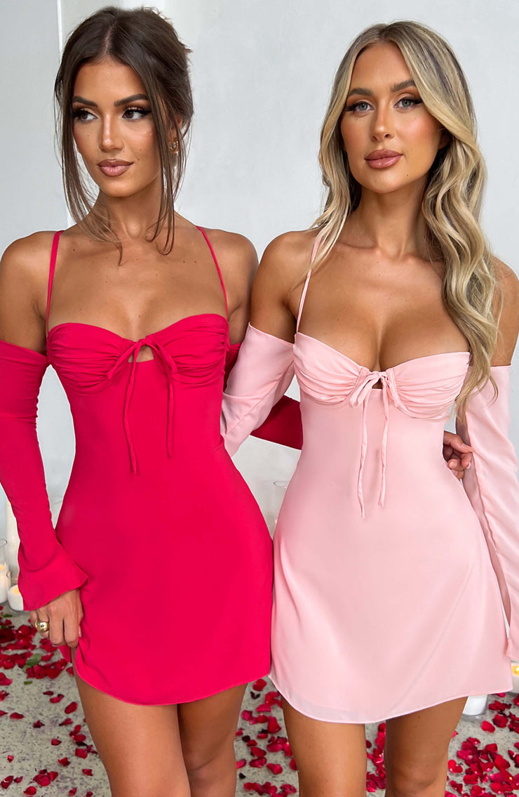 Namur Off Shoulder Backless Mini Dress - Pink