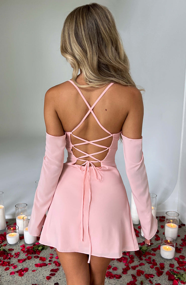 Namur Off Shoulder Backless Mini Dress - Pink