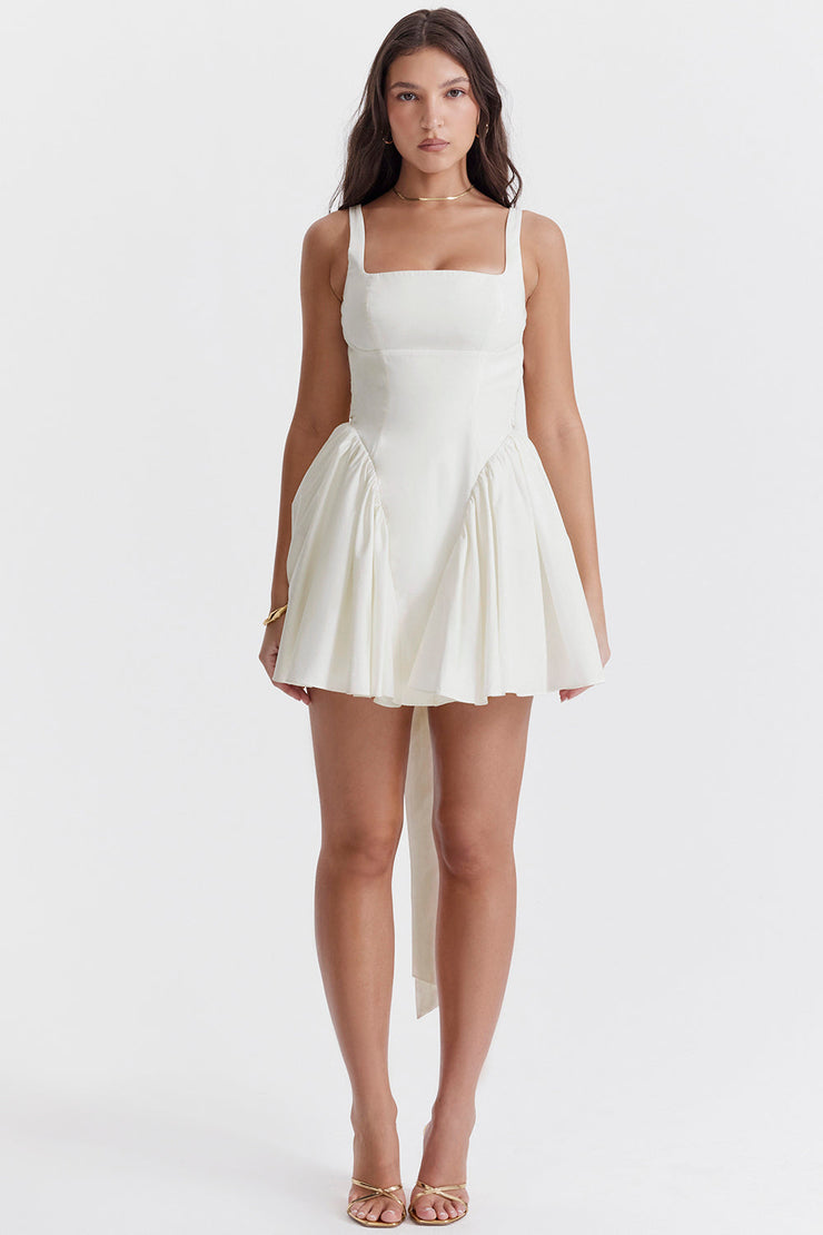 Florianne Bow Mini Dress - White