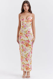 Josefina Ivory Floral Maxi Dress - Beige Dresses