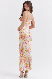 Josefina Ivory Floral Maxi Dress - Beige Dresses