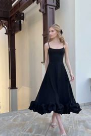 Lilou Flounce Bustier Ruffle Maxi Dress - Black Dresses