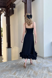 Lilou Flounce Bustier Ruffle Maxi Dress - Black Dresses