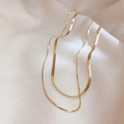 SNAKE DOUBLE CHAIN NECKLACE - Gold - MALVI PARIS