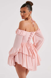 Lyon Off Shoulder Ruffle Mini Dress - Pink Dresses