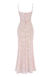 Seren Soft Pink Floral Lace Back Maxi Dress - Pink