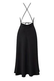 Zanab Black Asymmetric Thigh Slit Maxi Dress - Black Dresses