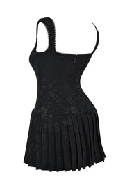 Talia Black Pleated Mini Dress - Black Dresses