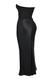 Persephone Black Strapless Corset Maxi Dress - Black Dresses