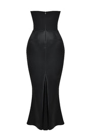 Persephone Black Strapless Corset Maxi Dress - Black Dresses