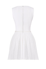 Cupid White Pleated Mini Dress - White