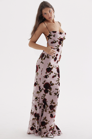 Serena Pink Devore Floral Maxi Dress - Light Pink Dresses