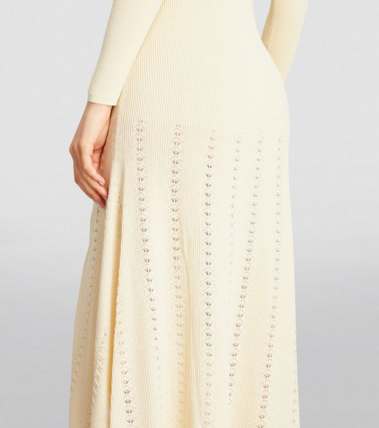 Sandr Rib-Knit Midi Dress - Beige Dresses