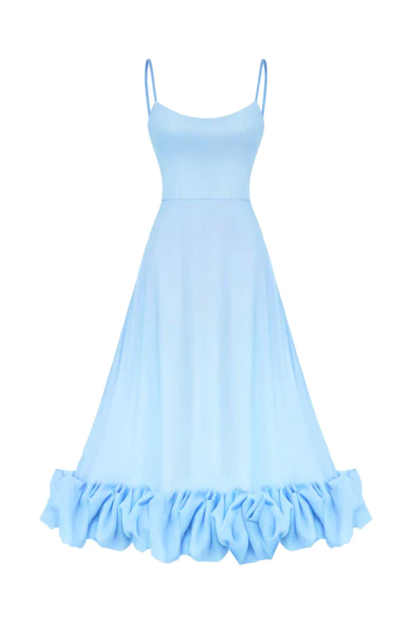 Lilou Flounce Bustier Ruffle Maxi Dress - Baby Blue Dresses